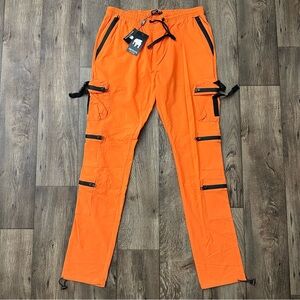 American Stitch Cargo Jogger Pants Orange Medium-Long Nylon Lightweight Size XL
